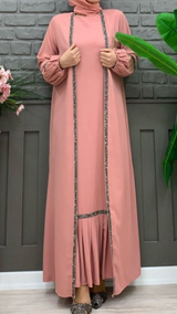 Coral Fancy Abaya Set