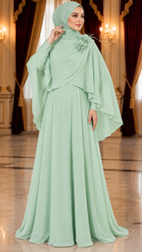 Mint Elegance Cape Gown