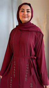 Luxe Chiffon Abaya/Crimson-UAE