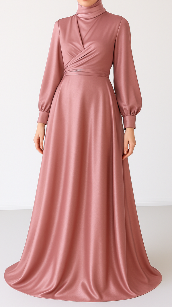 Tie-back Satin Silk Gown (Rouge)