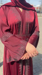 Luxury Crimson Crystal Abaya (UAE)