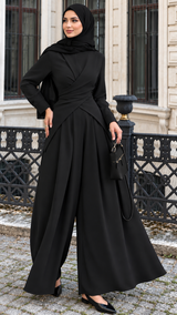 Black Drape Tunic Set