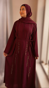 Luxe Chiffon Abaya/Crimson-UAE