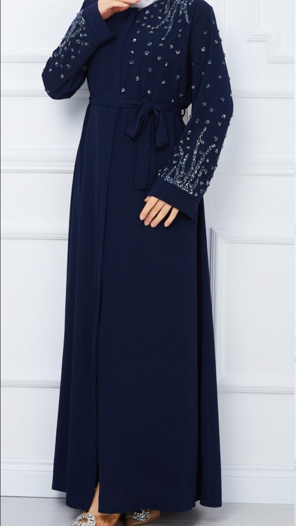 Chic Ornate Abaya (Midnight Blue)