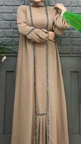 Taupe Fancy Abaya Set