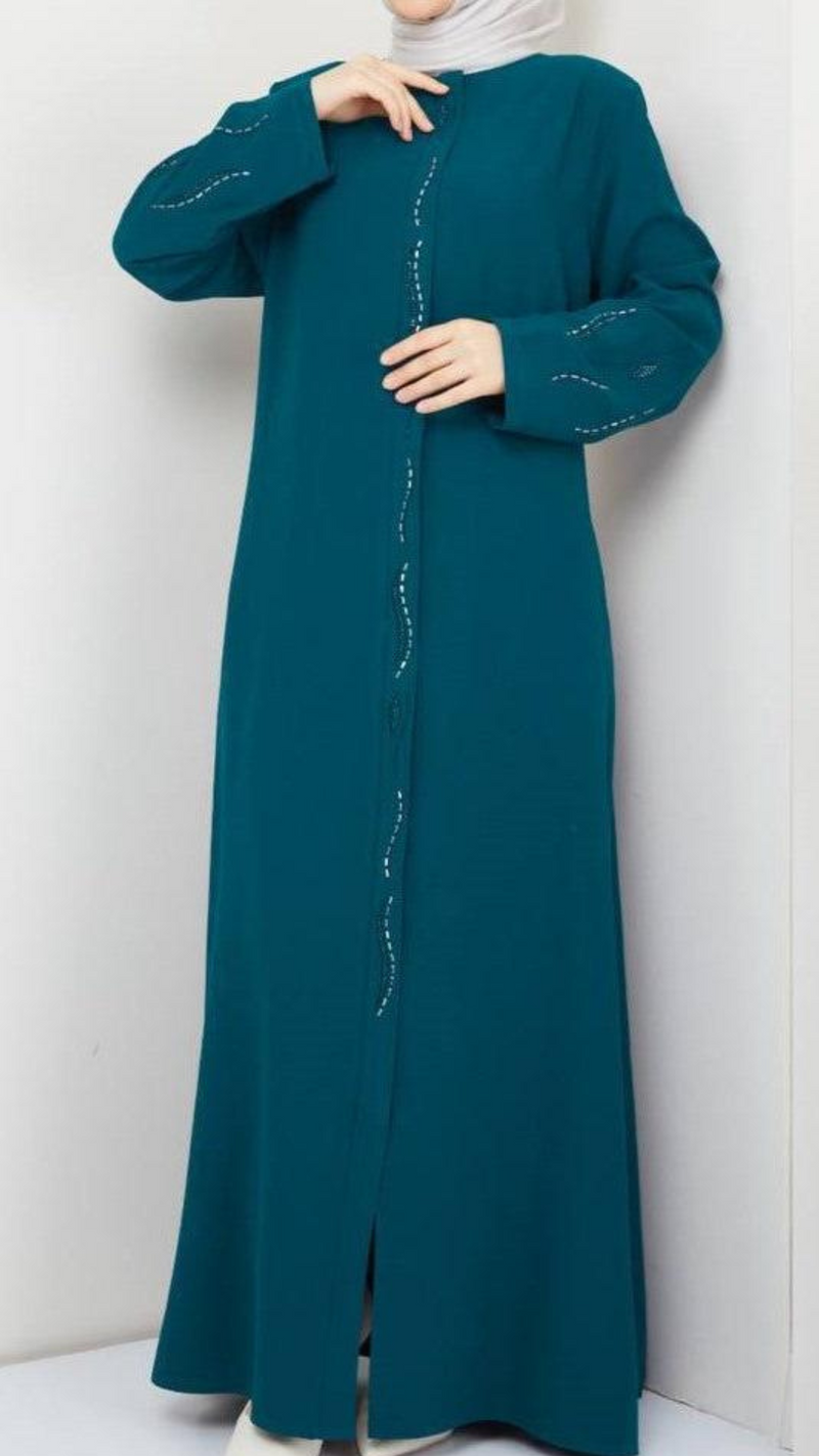 Elegant Dark Teal Abaya - Plus Sizes