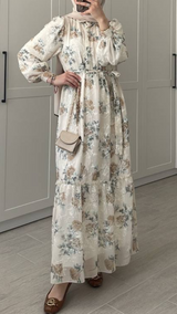 Modish Floral Chiffon Maxi (Ivory)