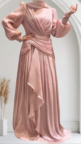 Shimmer Silk Drape Gown(Blush Pink)