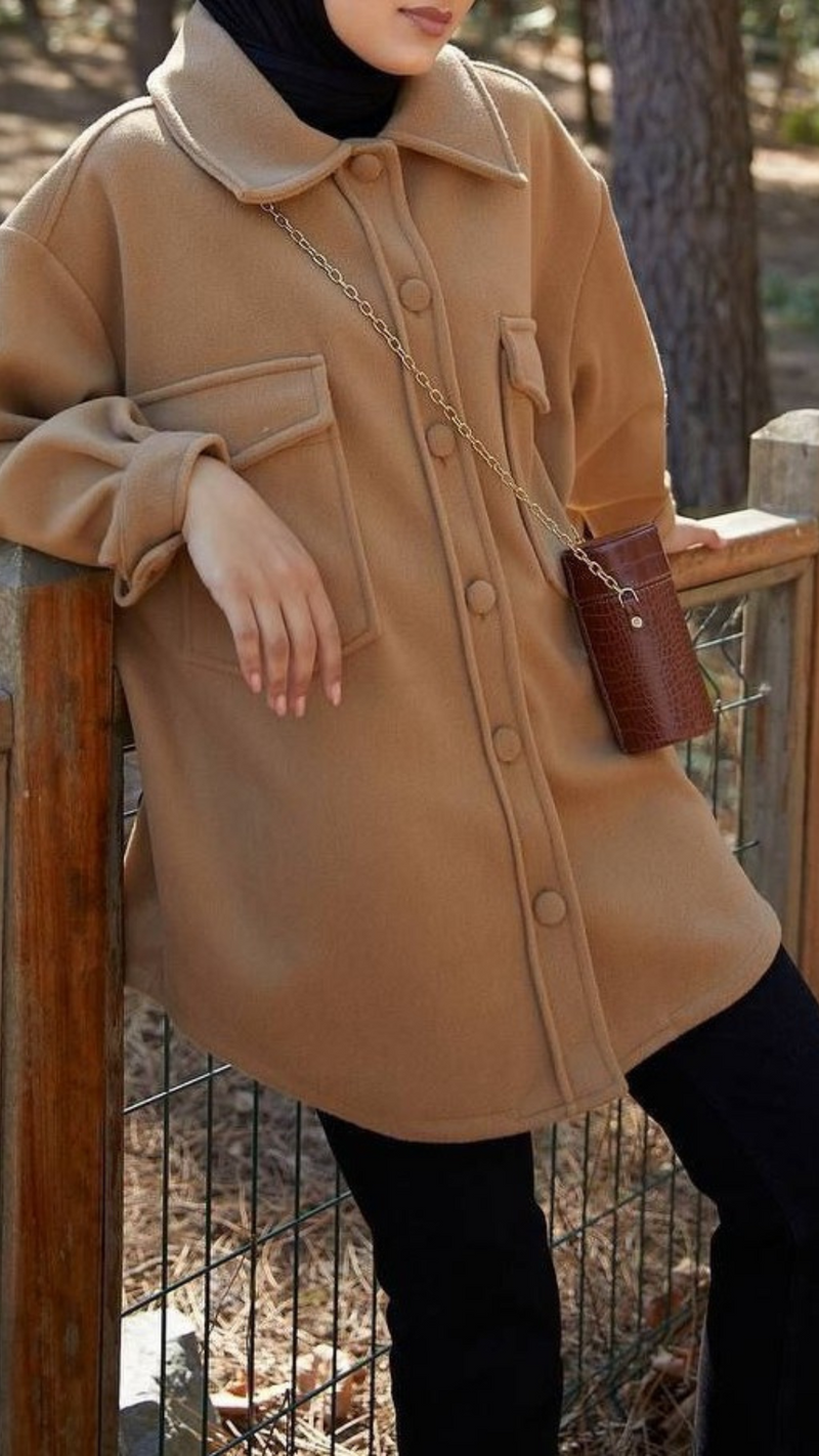 Soft Brushed Shacket (Tan)