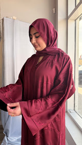 Vine Motif Crimson Abaya (UAE)