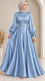 Radiance Satin Gown (Silver Blue)