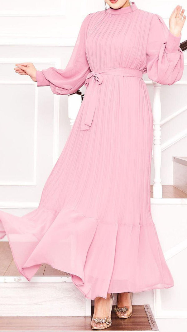 Pleated Chiffon Maxi (Dusky Pink)