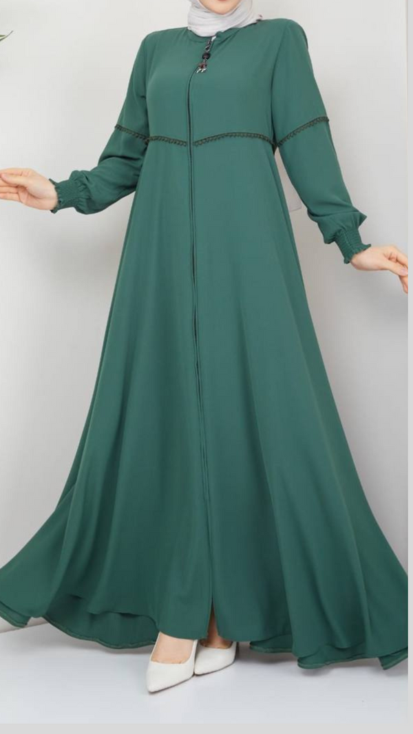 Chic Zipper Abaya (Emerald)