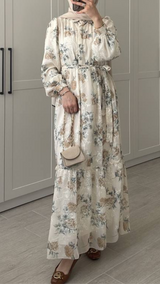 Modish Floral Chiffon Maxi (Ivory)