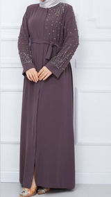 Chic Ornate Abaya (Dusky Mauve)