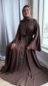 Luxury Dark Raisin Crystal Abaya (UAE)