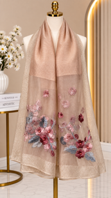 Pearl-Centered Aster Embroidery Party Scarf