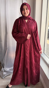 Vine Motif Crimson Abaya (UAE)