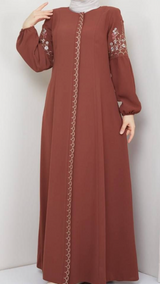 Embroidery Abaya (Russet)