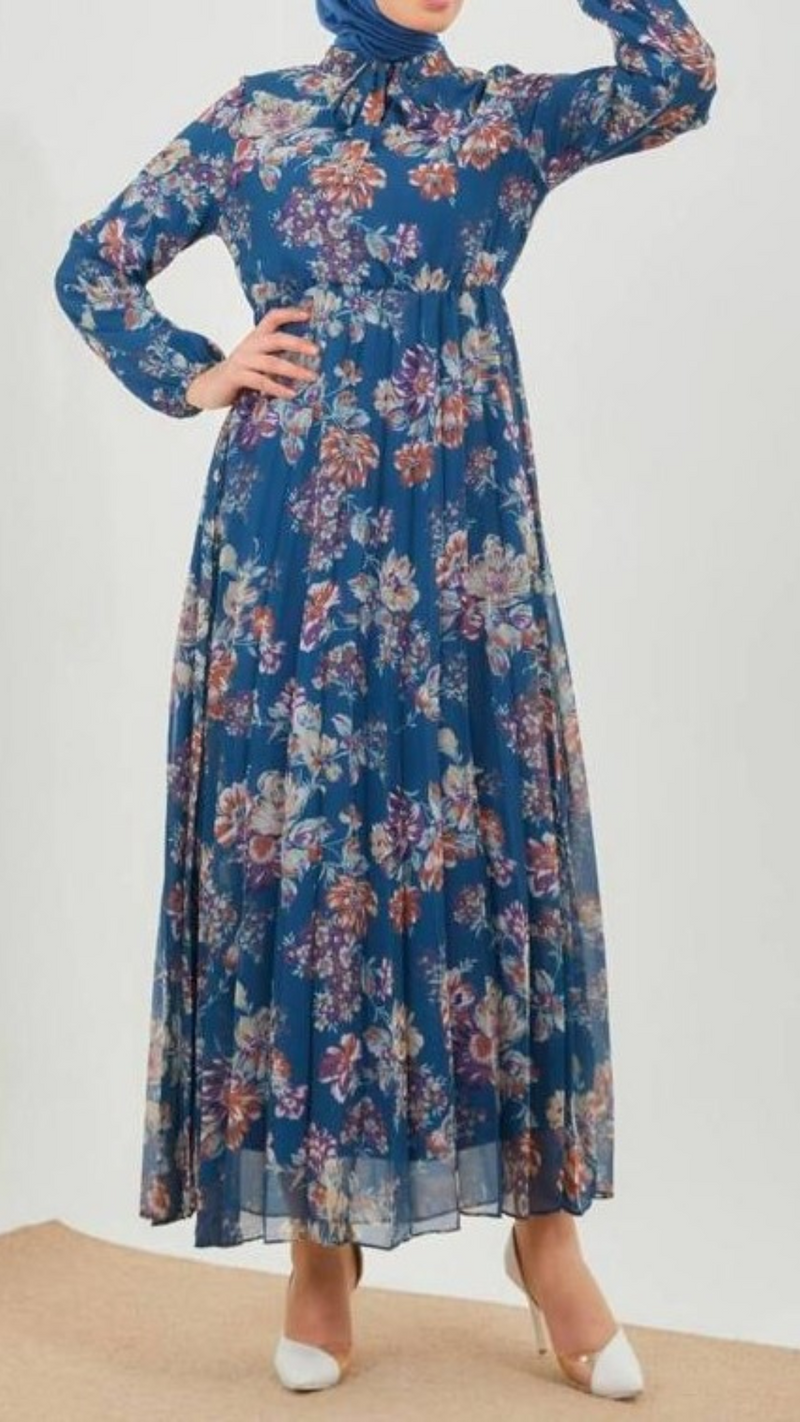 Floral Chiffon Maxi (Yale Blue)