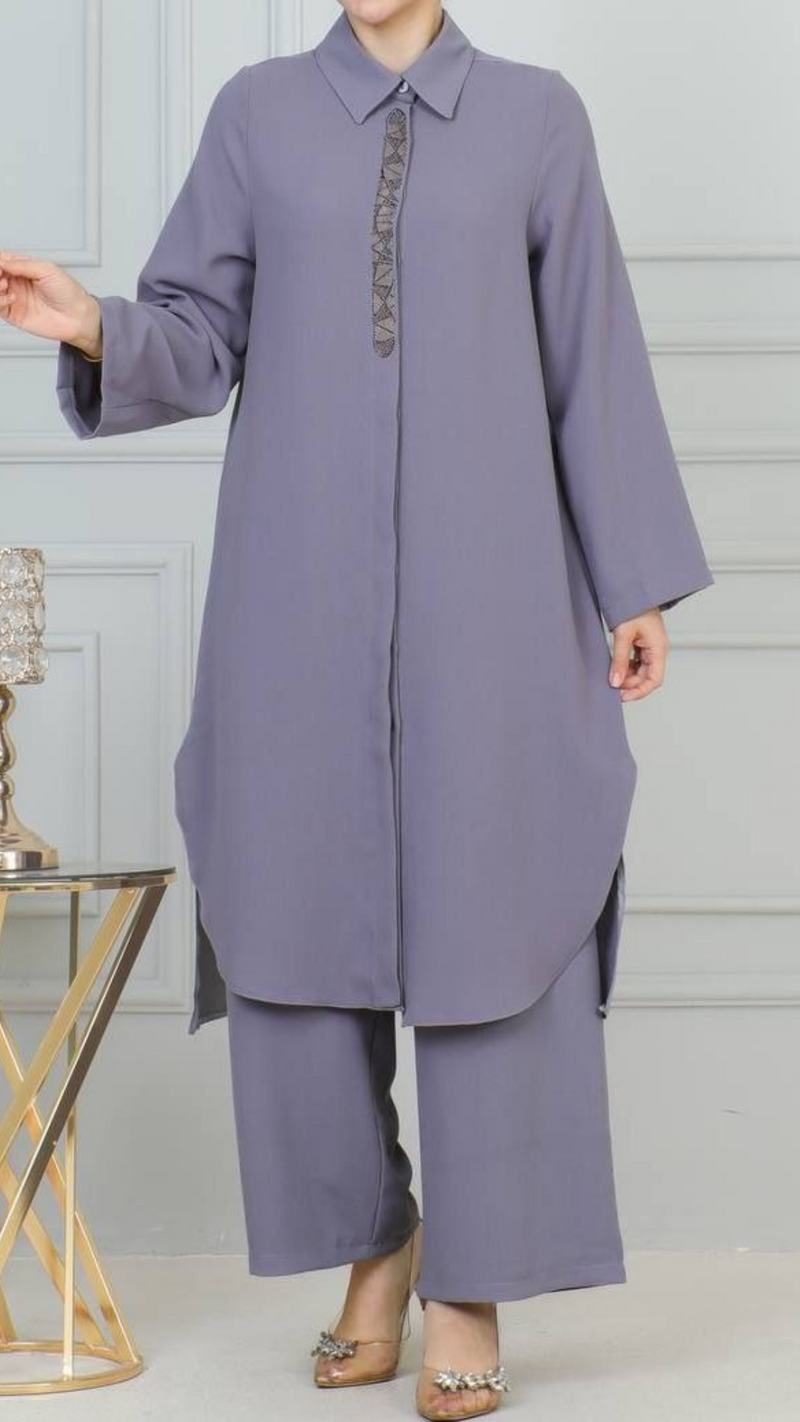 Elegant Tunic Set (Grey)