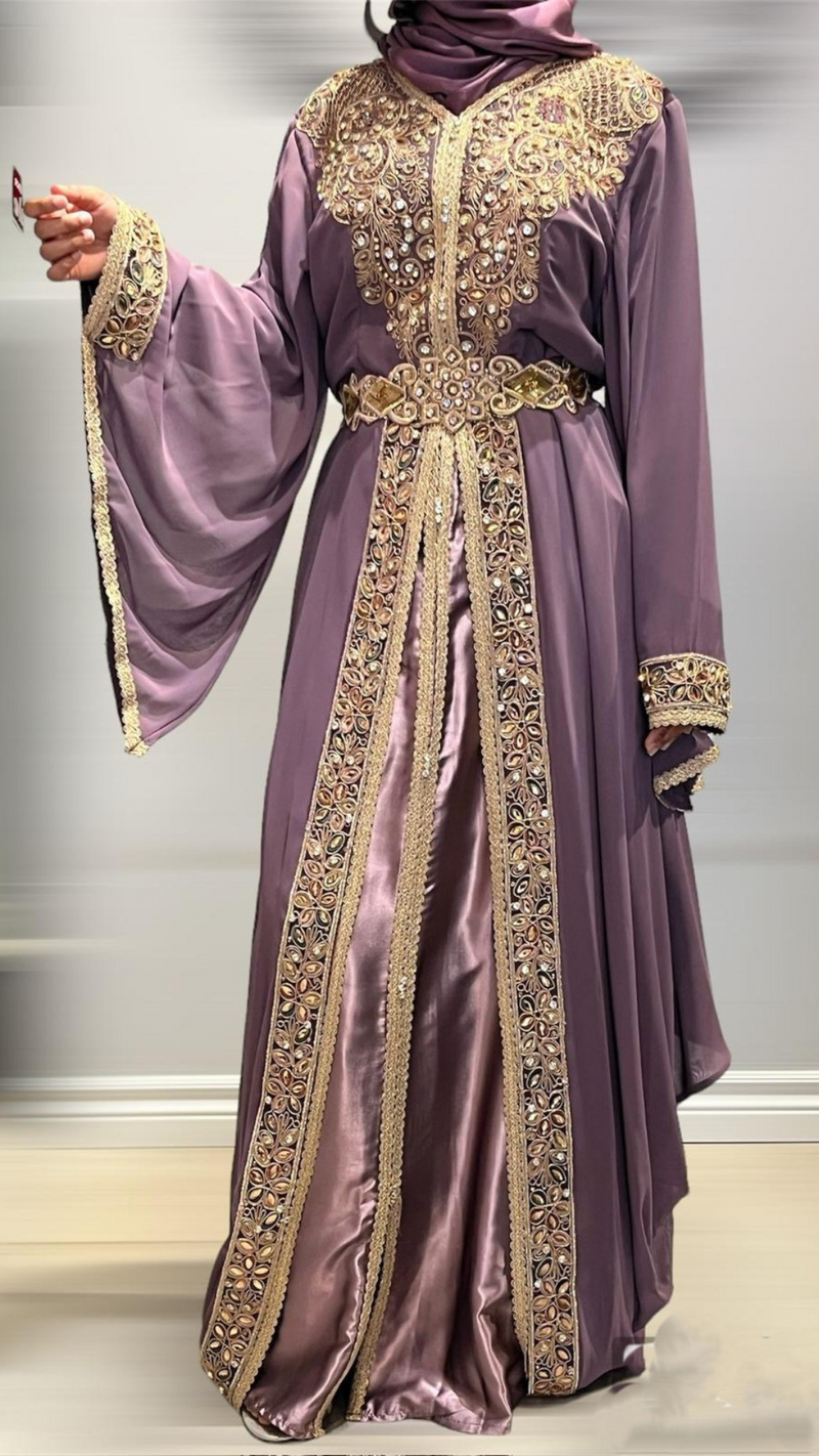 Dusky Mauve /Gold Turkish Kaftan