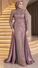 Rania- Mauve Taupe Party Gown