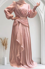 Shimmer Silk Drape Gown(Blush Pink)