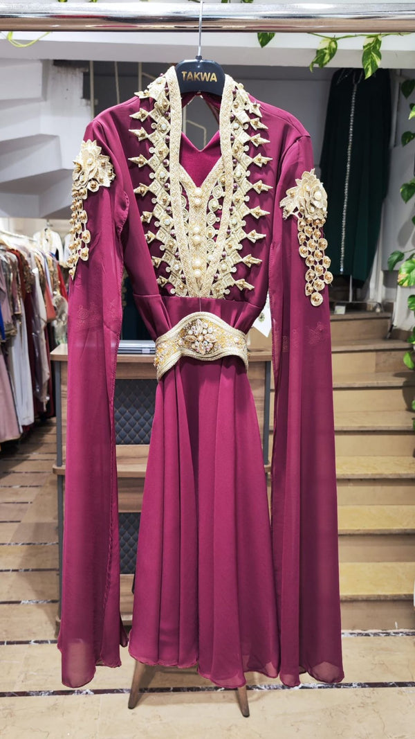 Girls Turkish Party Kaftan (Burgundy)
