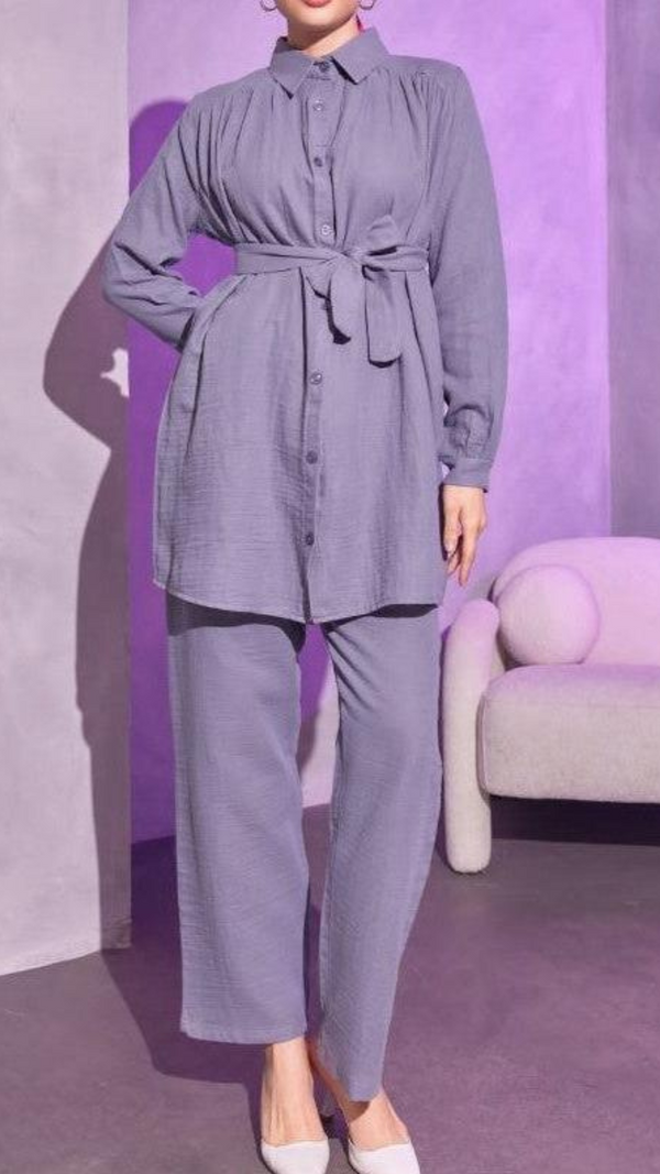 Cotton Tunic/Pants Set(Grey)