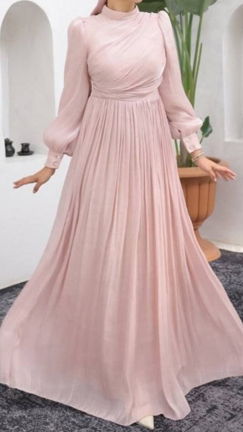 Millennial Pink Shimmer Silk Gown