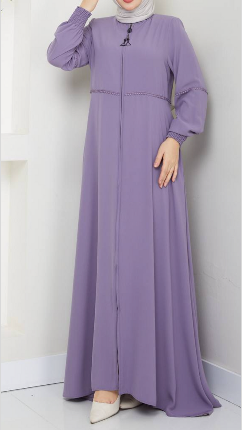 Chic Zipper Abaya (Lavender)