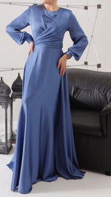 Tie-back Satin Silk Gown (Azure Blue)