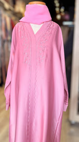 Kids Pink Embroidery Abaya-UAE