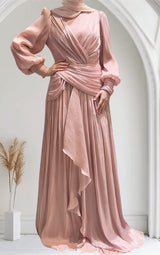 Shimmer Silk Drape Gown(Blush Pink)