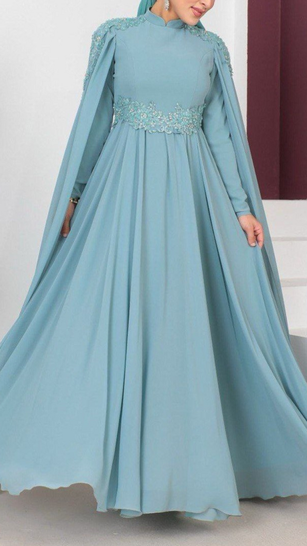 Chic Chiffon Party Dress (Teal)