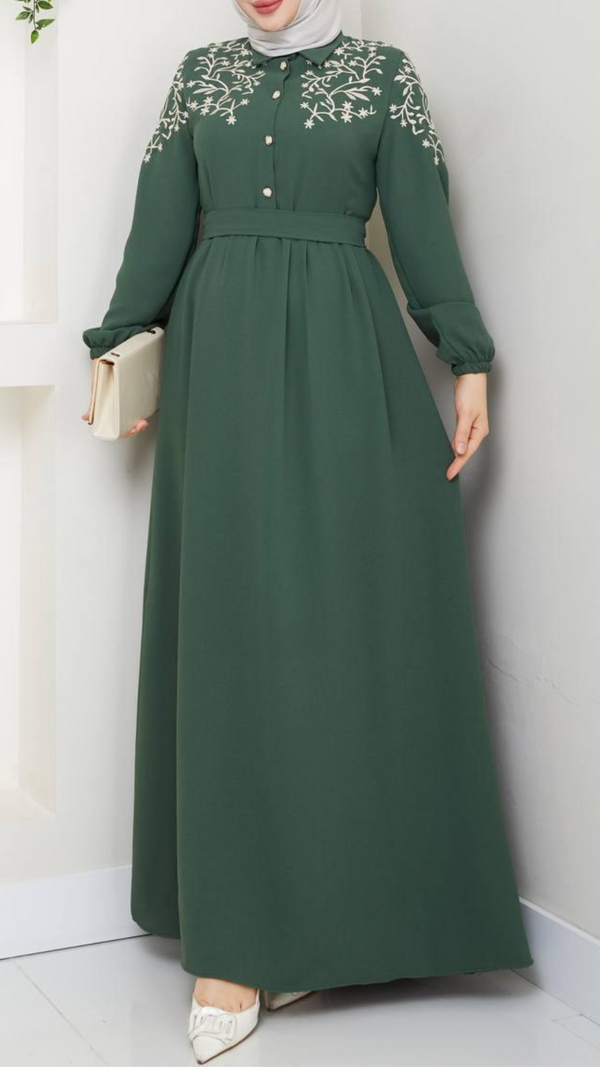 Elegant Embroidered Maxi (Sage)