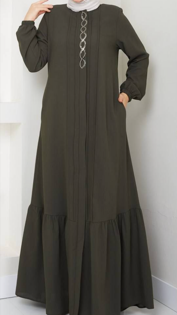 Maxi Zipper Abaya /Olive