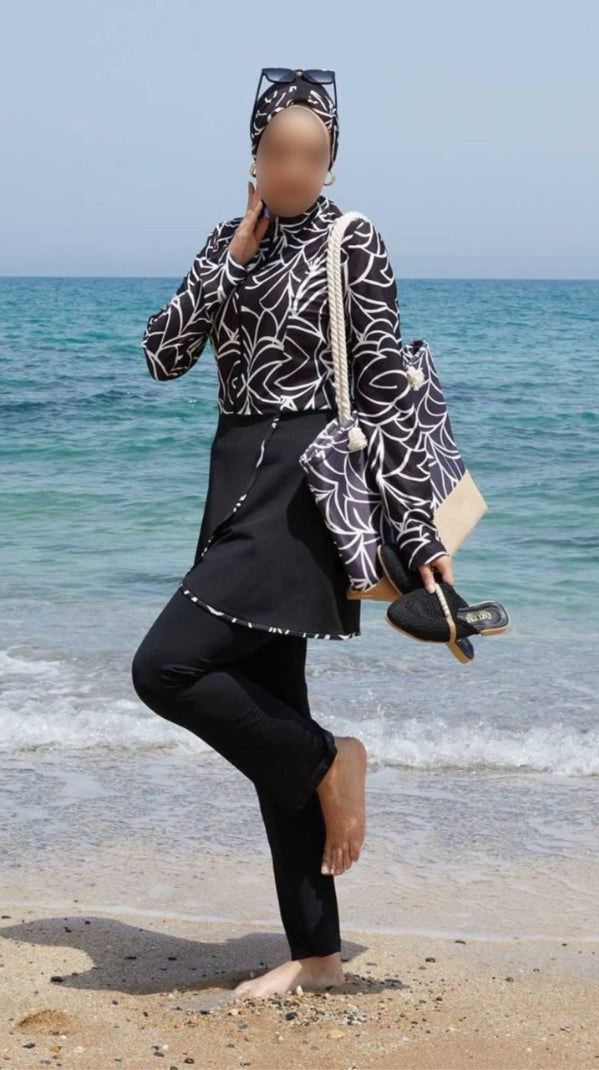 Elegant Black/White Burkini