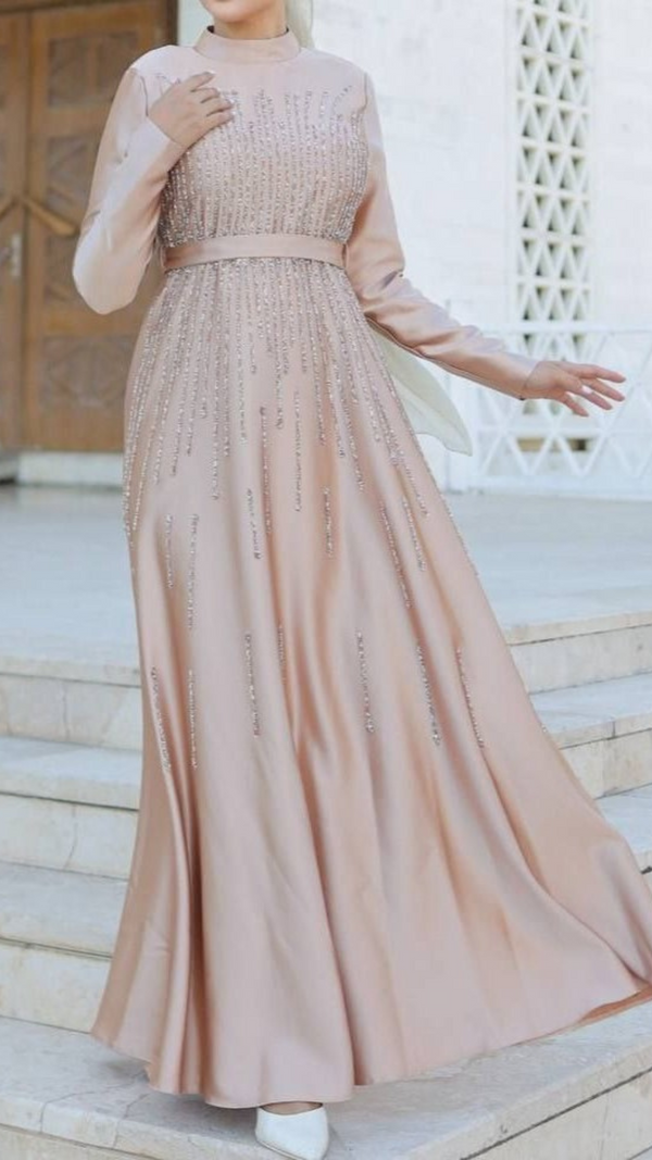 Elegant Satin Party Gown (Rose Gold)