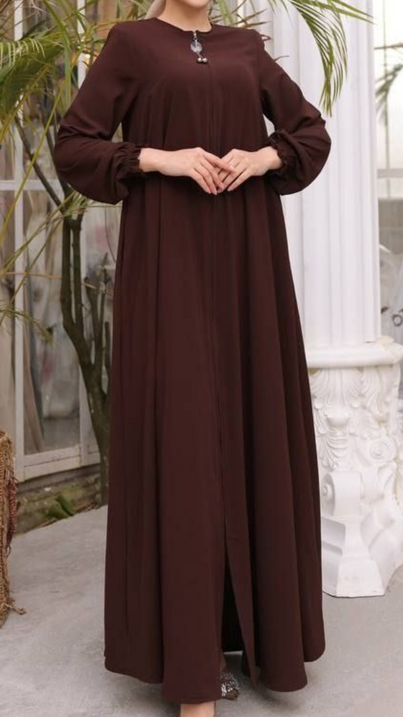 Brown Zipper Abaya (Turkey)