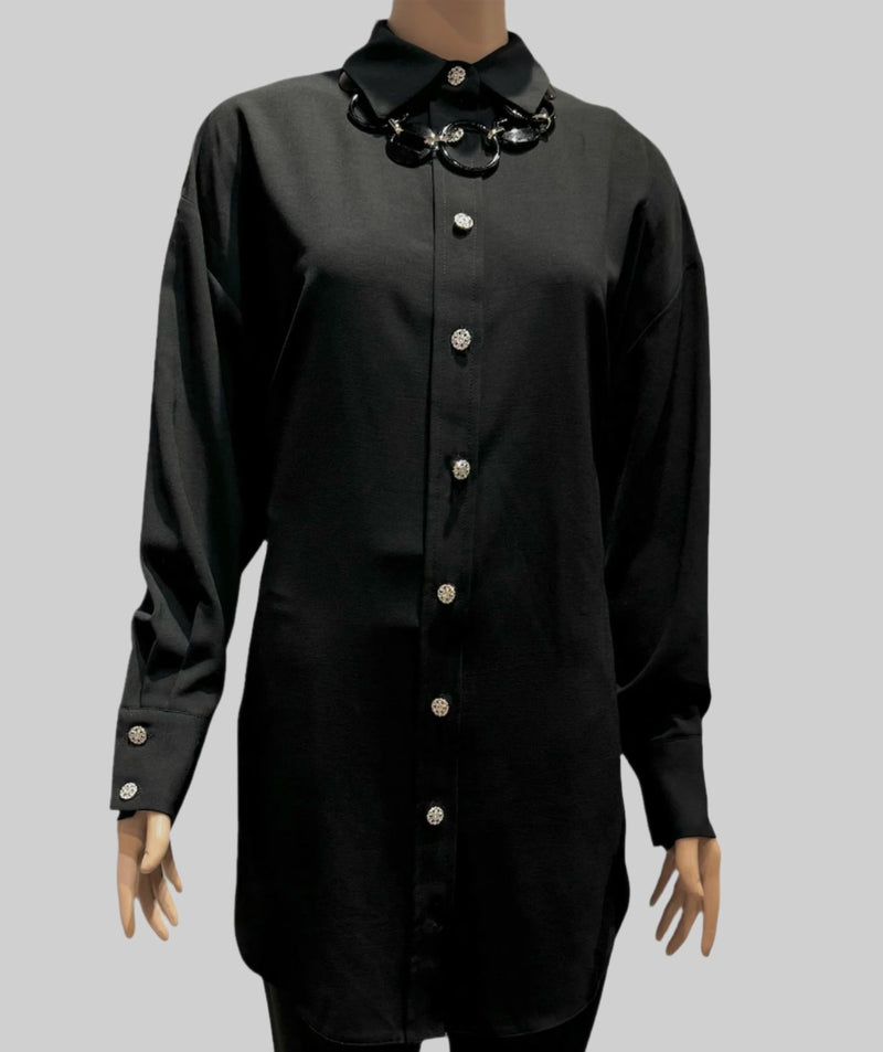 Crystal Button Tunic (Black)