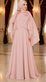 Blush Elegance Cape Gown