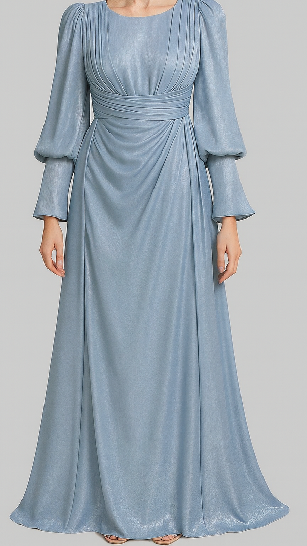 Mehrma /Blue-Shimmer Silk Dress