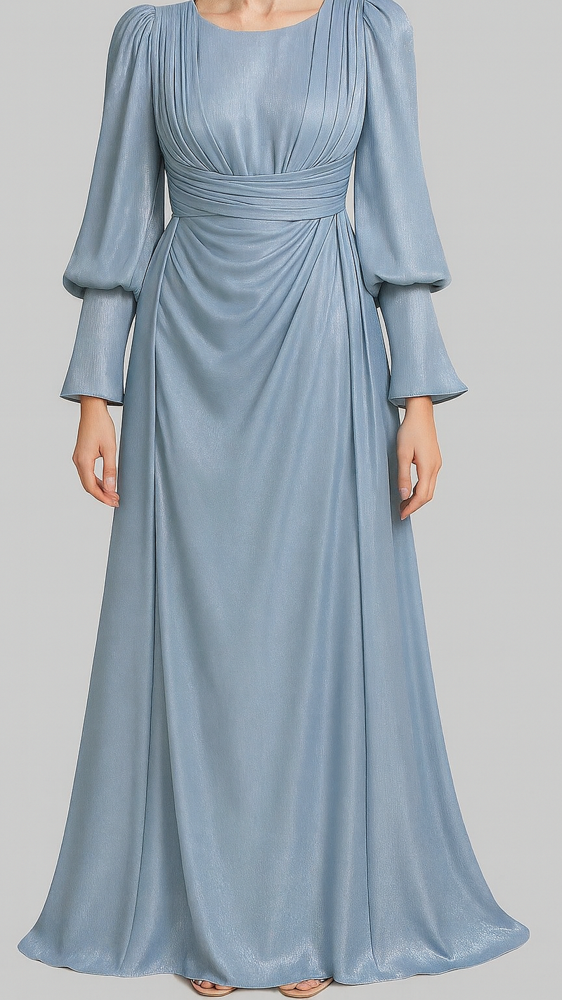 Mehrma /Blue-Shimmer Silk Dress