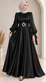 Radiance Satin Gown (Noir)