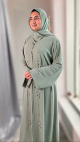 Luxe Chiffon Abaya/Sage-UAE