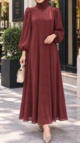 Crimson Lustre Maxi Dress