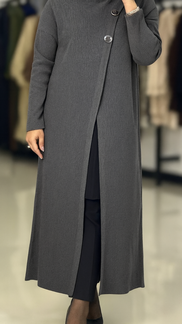 Long Knit Cardigan (Smokey Grey)