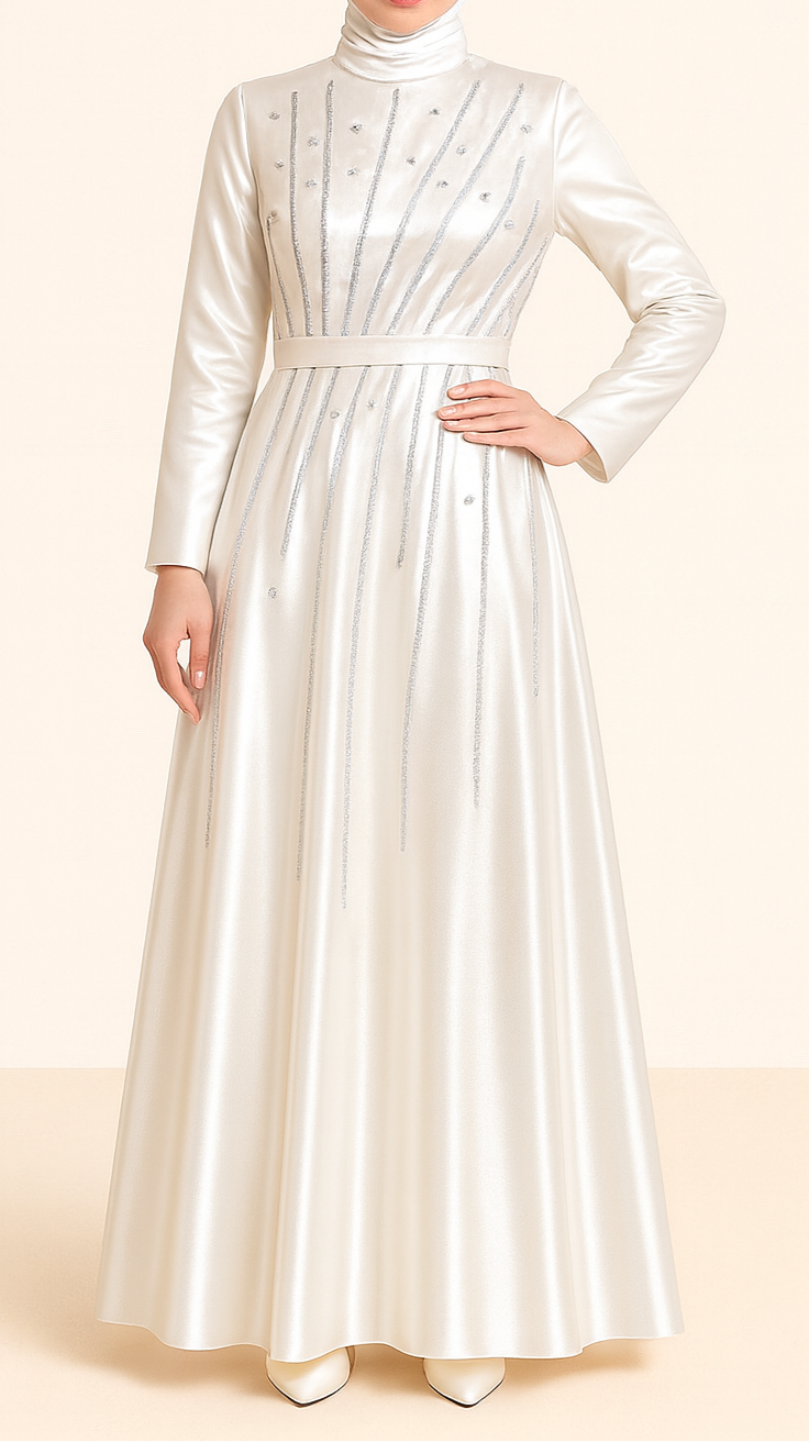 Elegant Satin Party Gown (Lulu White)